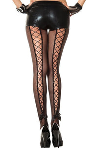 50012 Corset back fishnet pantyhose included strings