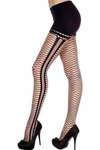 7193 Mini diamond net with oval cut out sides spandex pantyhose