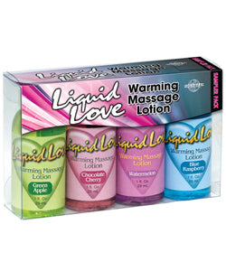Liquid Love Warming Massage Lotion Sampler 4 Pack 1oz/29ml