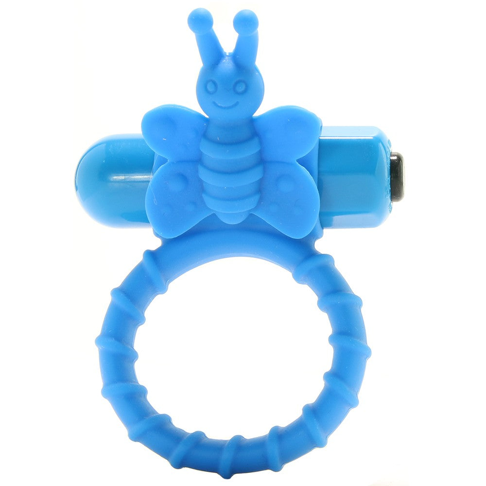 Flutter Silicone 10X Vibrating Cock Ring in Blue