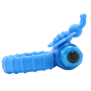 Flutter Silicone 10X Vibrating Cock Ring in Blue